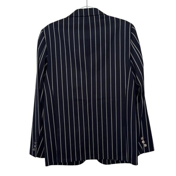 Crombie 2000s Navy Pinstripe Wool Blazer Preppy Chic 38R - Picture 4 of 12